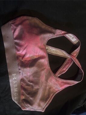 Under Armour Pink Metallic Performance Sports Bra with Crisscross Straps